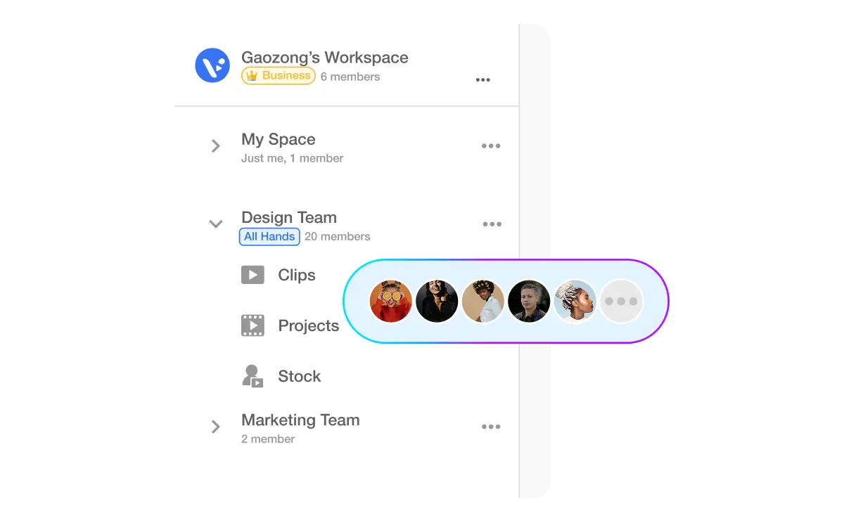 Collaborate in Visla script to video by working in a shared team workspace with feedback and files.